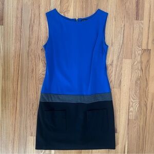 Le Chateau Colorblock Sleeveless Dress Blue Black Gray Size M
